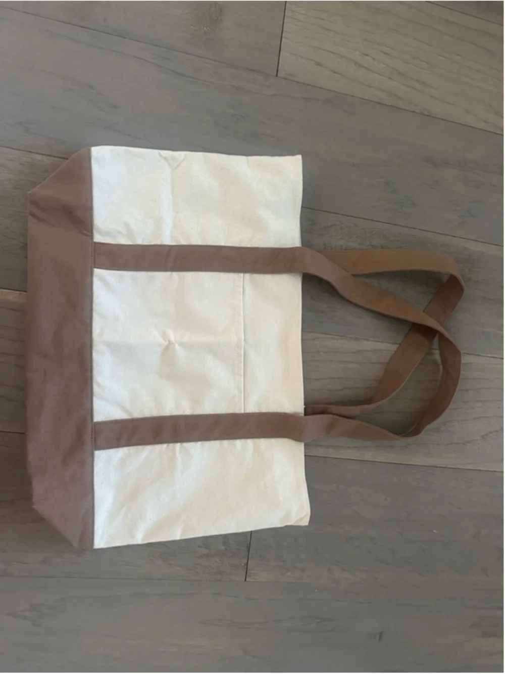 Women's Beige and Brown Canvas Tote Bag, One Size - Picture 3 of 9